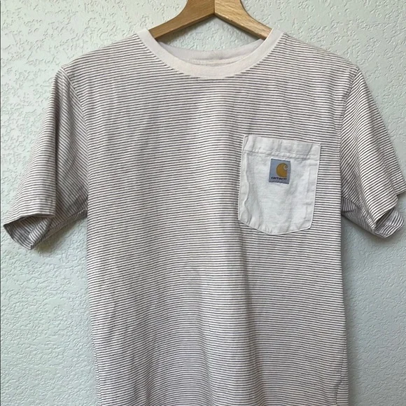 Carhartt Mens Standard Short Sleeve Thick T-Shirt Striped Size Small - Picture 2 of 10